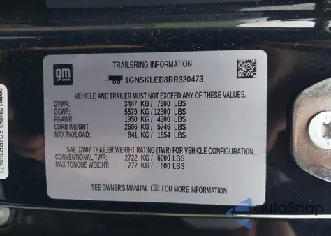 2024 Chevrolet Tahoe 4Wd Commercial z USA, uszkodzony, nr VIN 1GNSKLED8RR320473